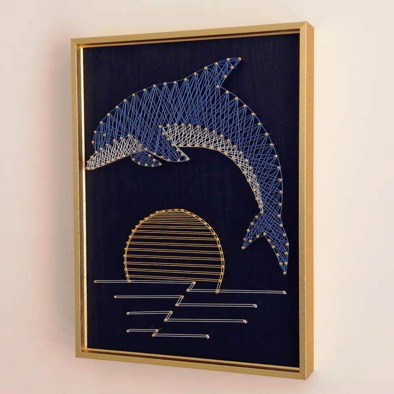 绕线画钉子绕线画海豚 钉子绕线画 diy材料包或成品 手工 过节礼物 弦