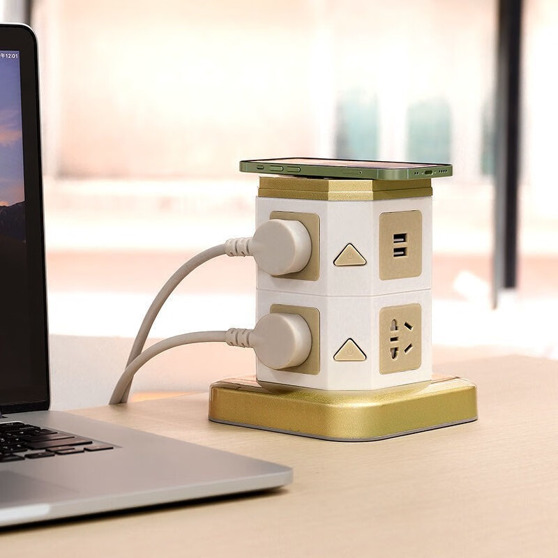 冠中将(guanzhongjiang) 多功能立式插座智能无线充电usb多孔带线插板