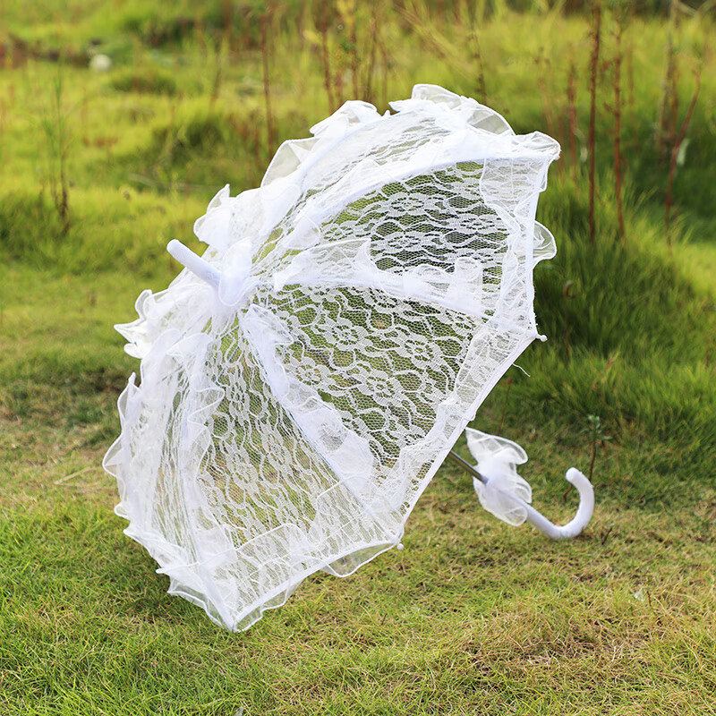 儿童公主洋伞喜庆新娘婚礼女孩拍照摄影舞蹈装饰花边 黑色 60cm伞面