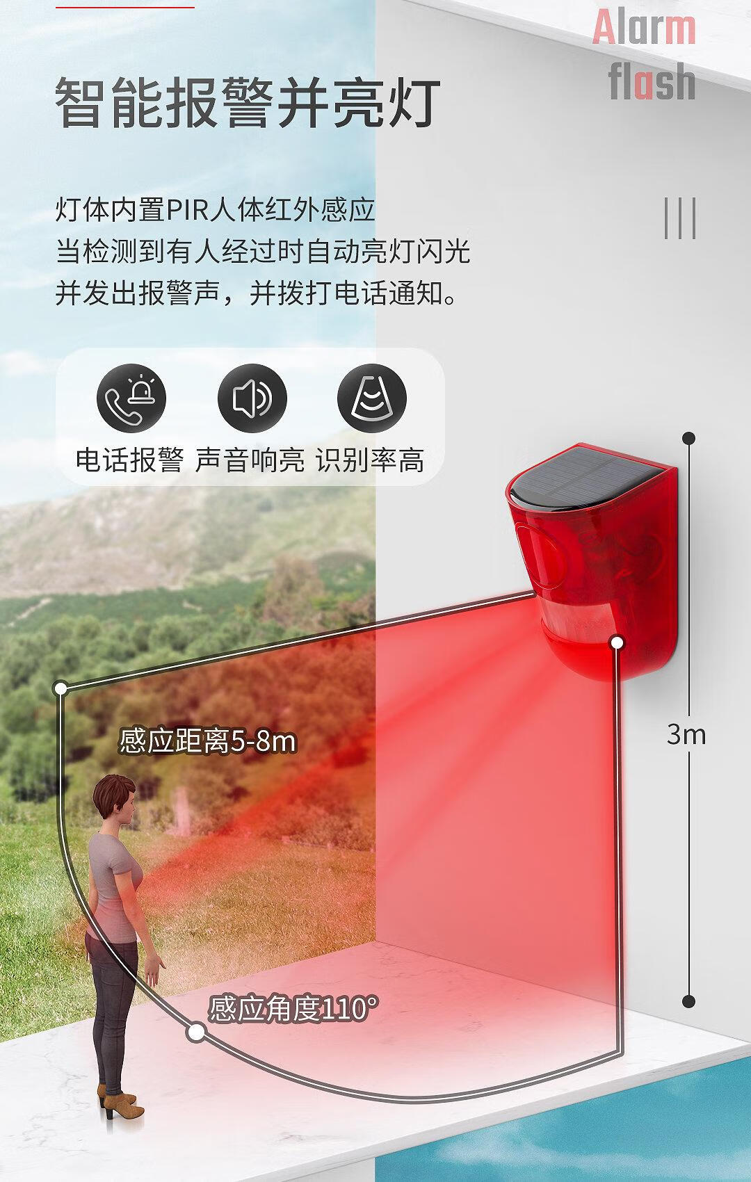 光临感应器 红外感应器 fd11遥控版户外红外线报警器(单充电 遥控器)