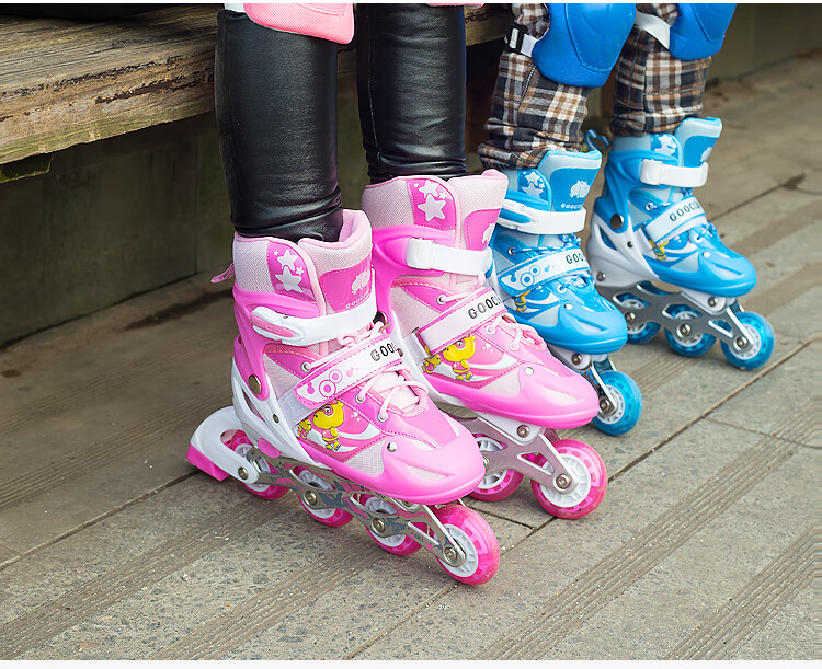 溜冰鞋儿童全套装346810岁男女童直排滑冰鞋旱冰鞋轮滑鞋sn7301红色全