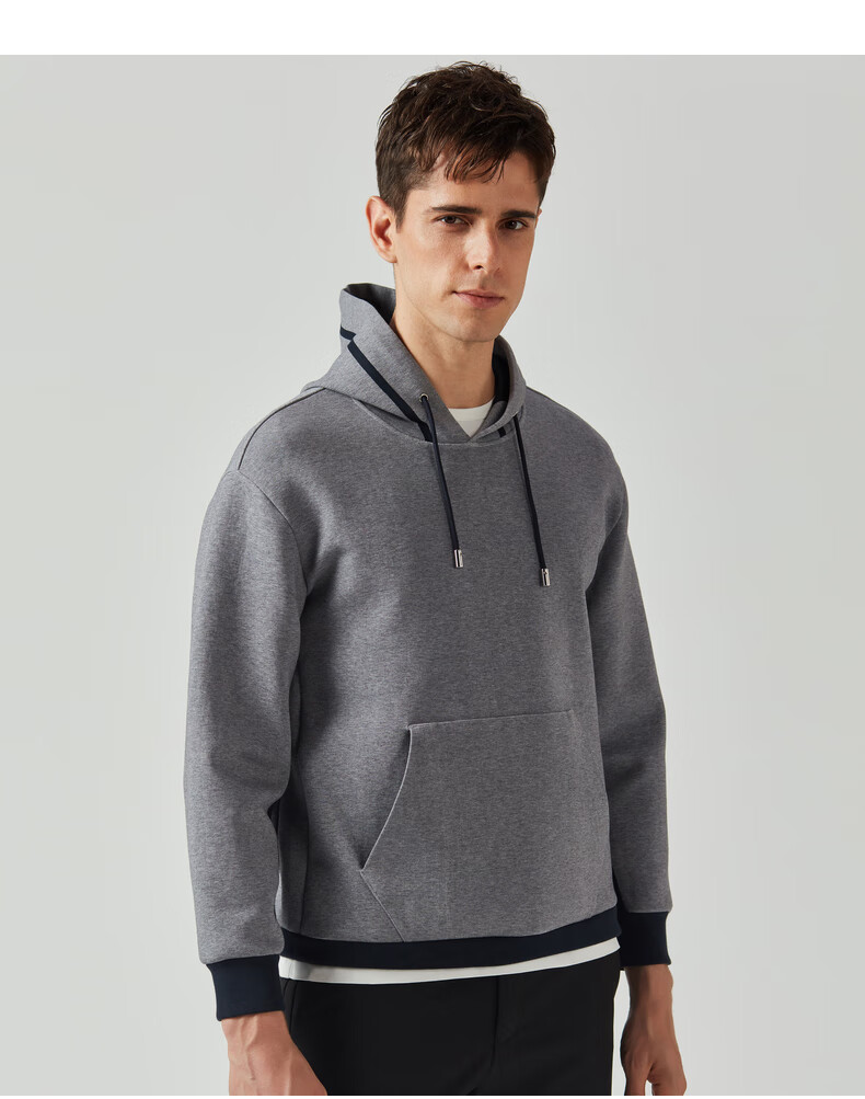 劲霸男装奥莱春季新款舒适套头衫时尚休闲潮流宽松卫衣男vtwa4303浅灰