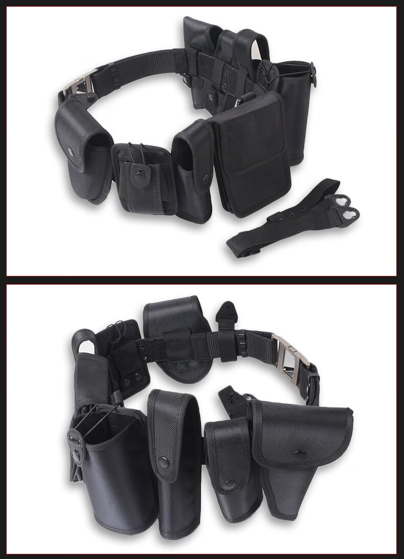 可狄 尼龙多功能八件套黑色牛津布巡逻执勤作训保安腰带 检查款八件套