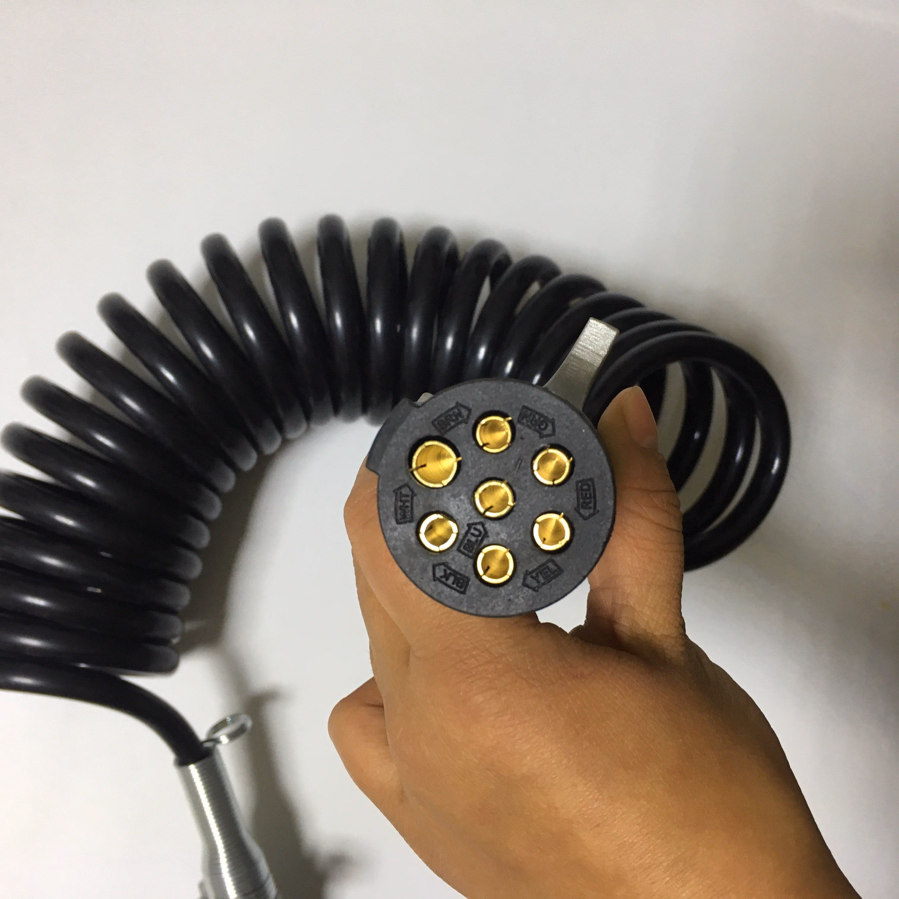 适用于货车半挂车纯铜七芯连接线abs线j6纯铜挂车国标1平方电源线弹簧