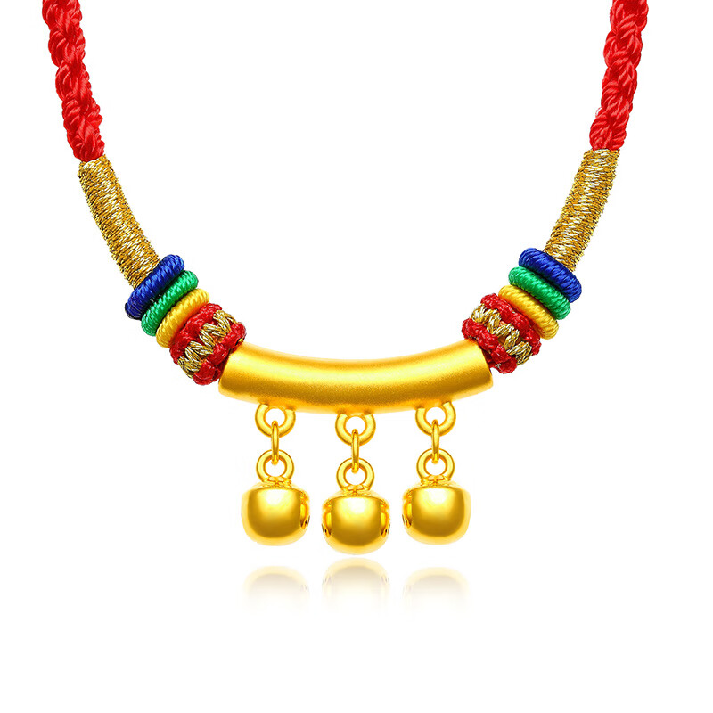 老凤凰老凤凰同款黄金弯管项链999足金铃铛吊坠女3d硬金转运珠项圈