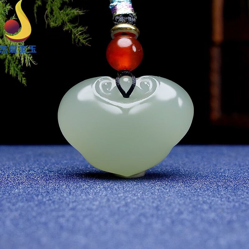 杰嘉宝玉原创新款和田玉如意锁吊坠宝宝锁玉挂件长命锁