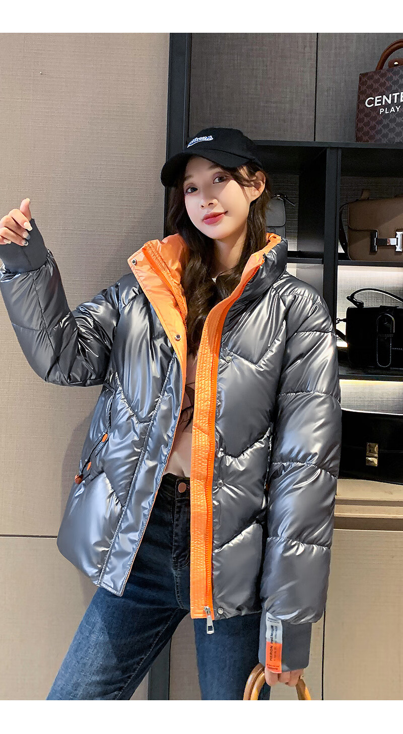 邻家女孩爱漂亮衣服棉衣女2021冬季新款韩版宽松加厚棉服免洗亮面棉袄