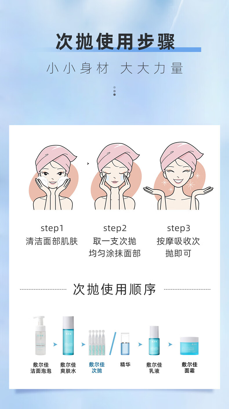 敷尔佳 透明质酸钠次抛修护液精华 补水保湿修护肌肤 试用装5支