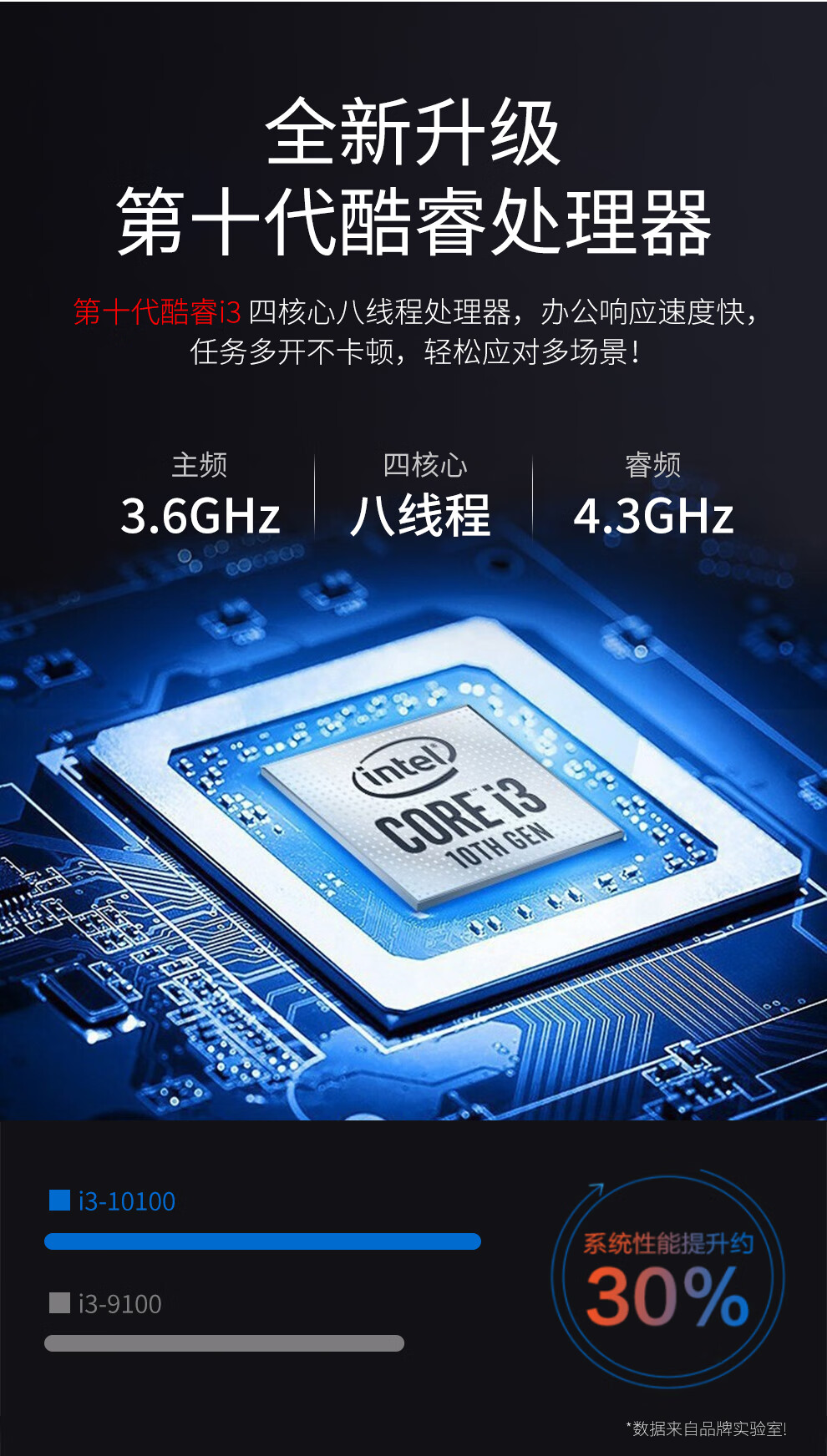 英特尔第10代酷睿i31010016g512g家用商务办公设计游戏组装diy台式