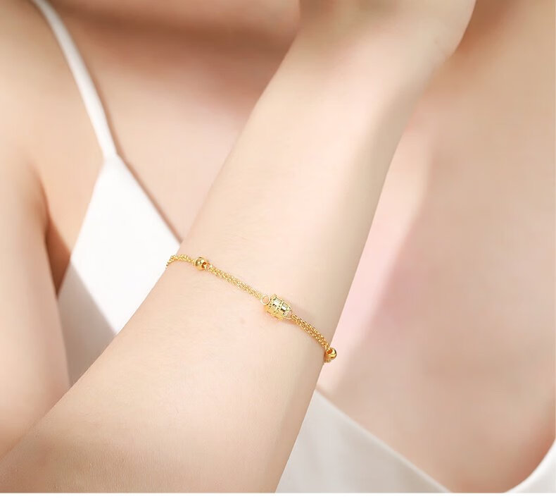 轻奢高端珠宝小蛮腰黄金手链足金9999女款转运珠网红礼物礼品 约4.7g