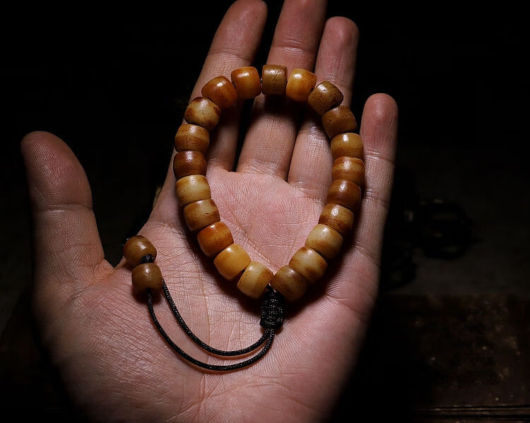 西藏天然老料牦牛骨佛珠手串男文玩手持开光牛骨手链女骨珍藏盘玩 ps