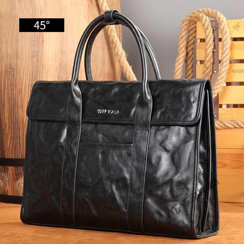 威兹迈箱包旗舰版威兹迈绅士配好包头层牛皮潮流商务旅行手提包百搭抖