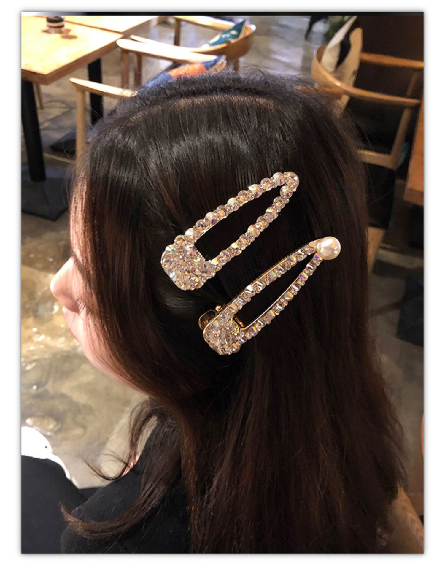 发夹女韩国网红夹子抖音头饰后脑勺捷克钻发卡带钻边夹钻石夹气质