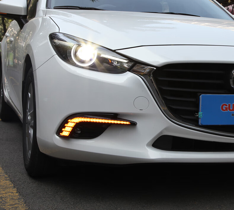 适用17-19款马自达3昂克赛拉日行灯改装led日间行车灯转向流光前雾灯