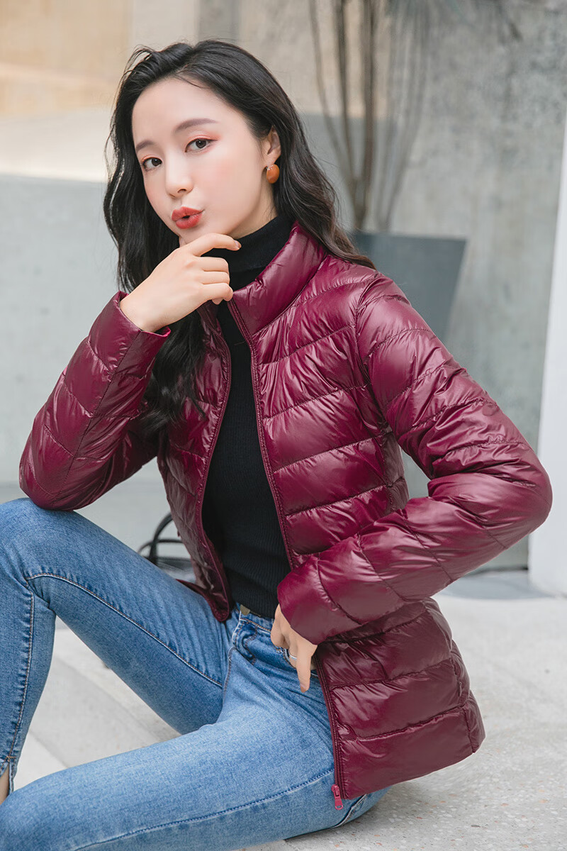 雅鹿 羽绒服女轻薄款超薄 反季清仓轻薄羽绒服女立领短款修身显瘦女士