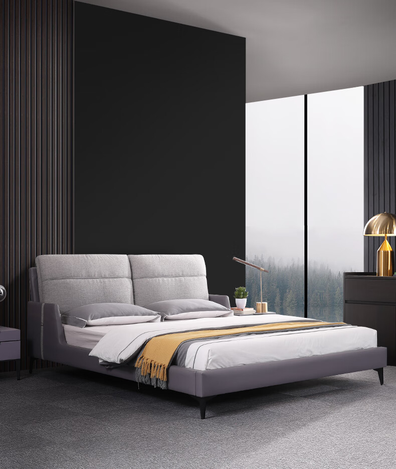 吉斯家具床布艺床可拆洗简约现代主卧大床双人床小户型意式极简布床婚