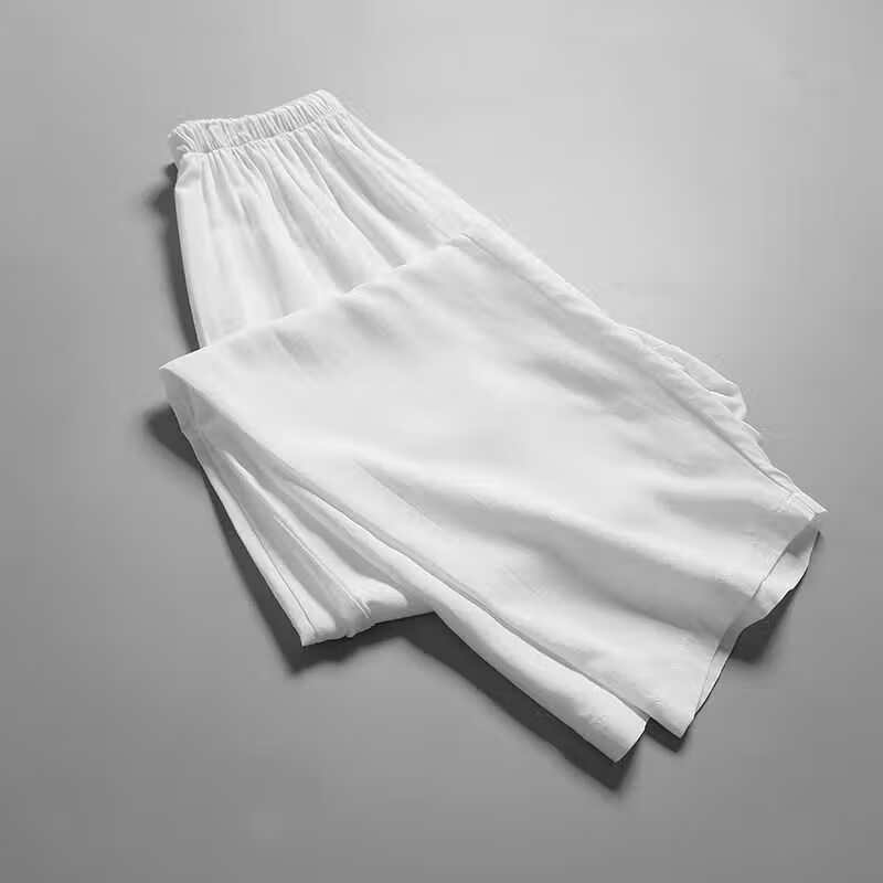 汉服内搭薄款打底裤 居家裤 四季白色松紧高腰打底衬裤 古装中裤 白色