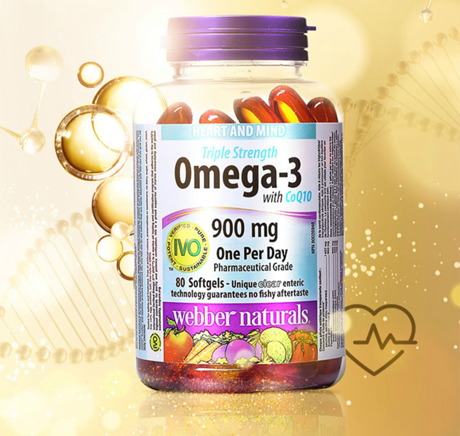 webbernaturals進口濃縮omega3深海魚油輔酶q10複合軟膠囊80粒