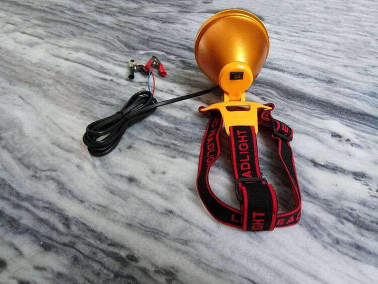 12v头灯led强光超亮远射大光圈抓鱼打鱼黄光外接夹电瓶灯头 聚光(黄光