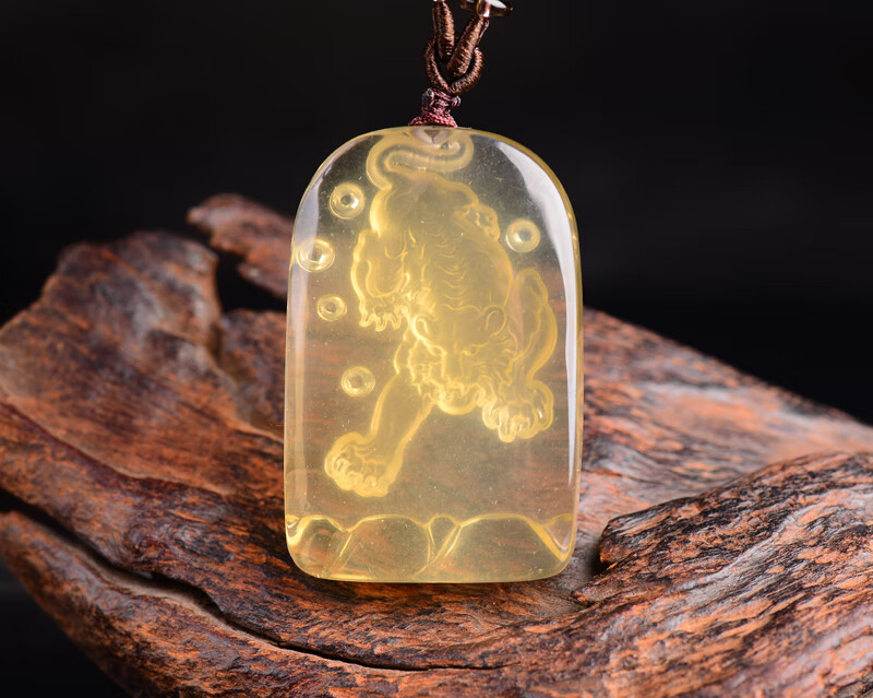 满天星 孤品天然黄水晶虎牌吊坠护身符招财挂件鸣虎纳贵吊坠礼物