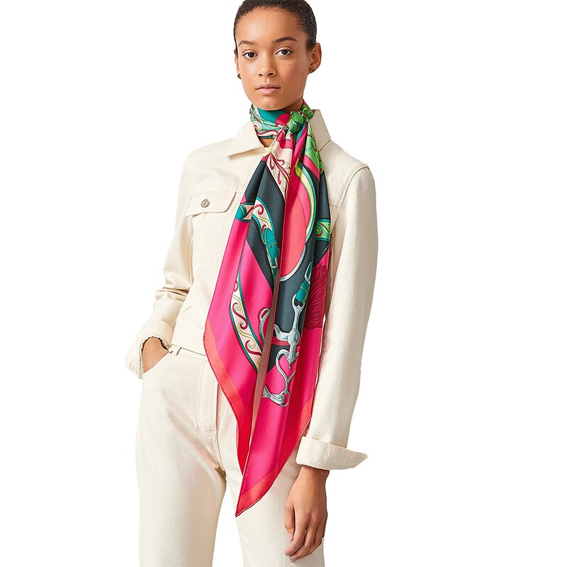 hermes/爱马仕女士围巾真丝印花三角巾h571797s 01预售【图片 价格