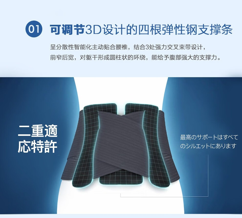 日本康慕 护腰带腰间盘突出劳损劳损运动束腰收腹带腰肌健身腰带腰椎