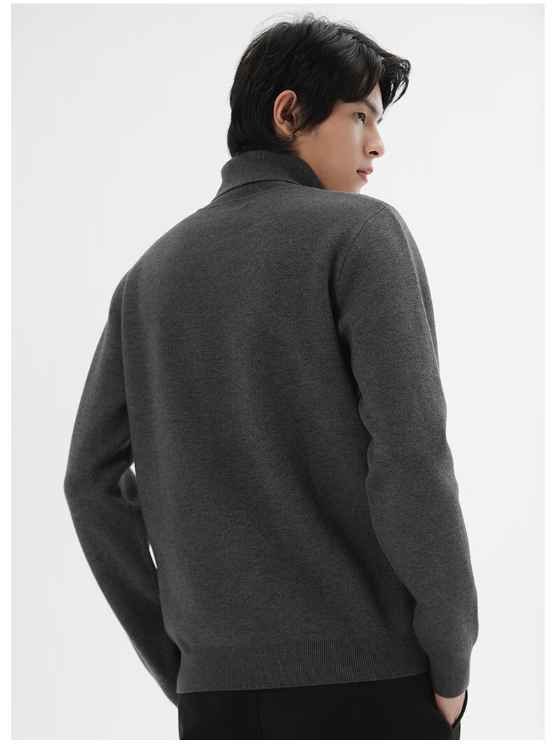 MARKLESS Men's Autumn Winter Warm High Neck Knit Sweater Casual Pullover Base Shirt 1713 Brown Leaf XXL 7