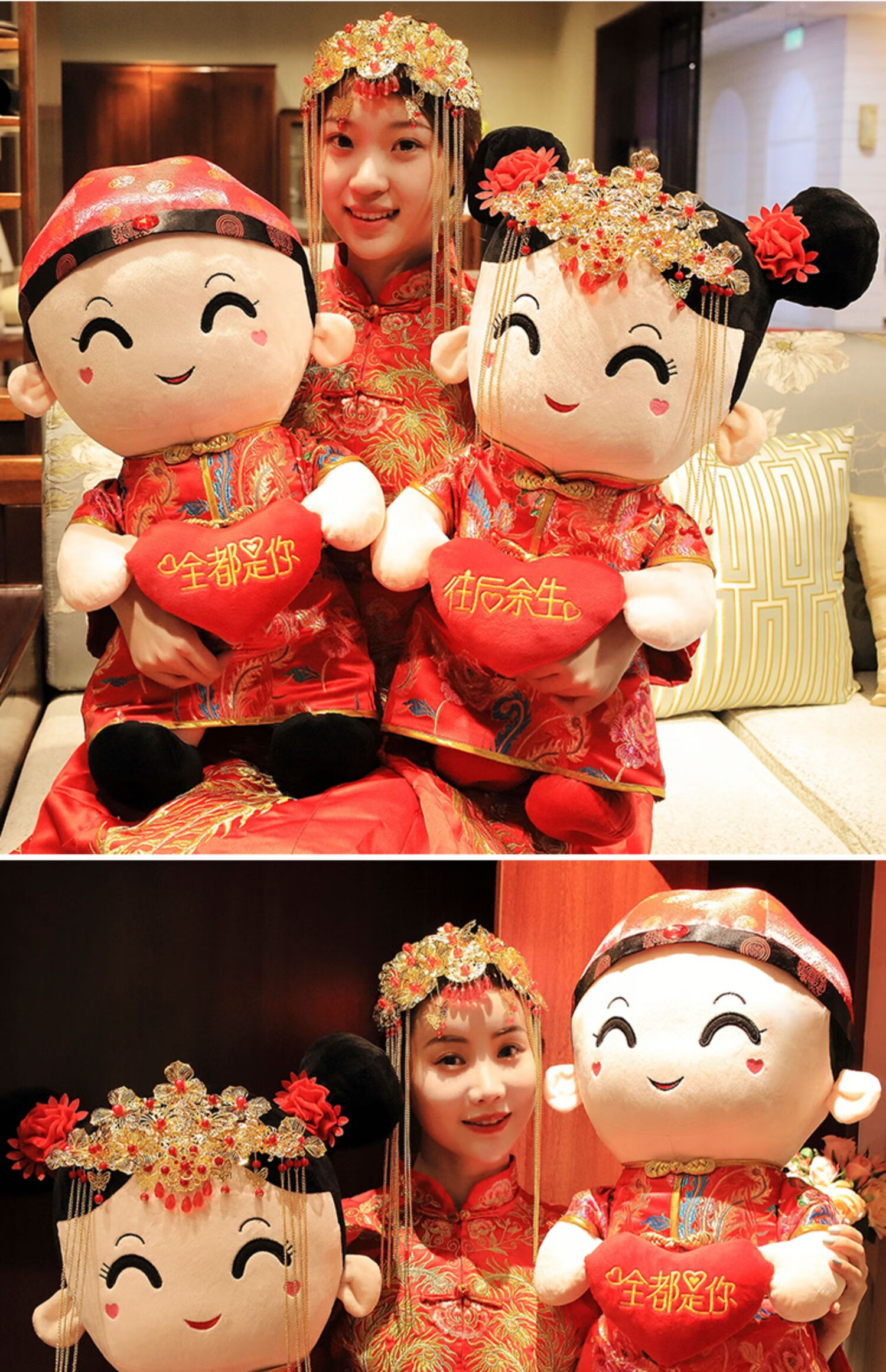 圣诞节礼物压床结婚娃娃一对公仔喜新婚庆礼物创意金童玉女床上高档