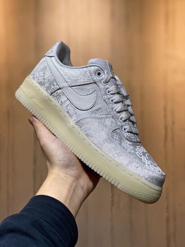 耐克【纯原】af1空军一号白丝绸陈冠希联名黑丝绸骨白冰蓝白绿橙板鞋