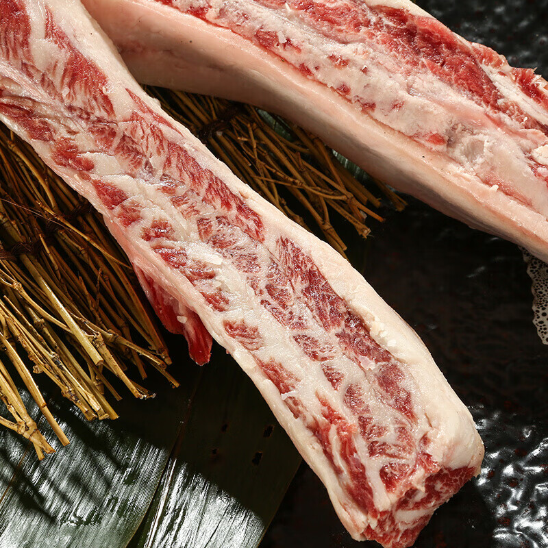 和牛m78级牛肋条原切雪花牛腩谷饲黑牛烧烤食材新鲜牛肉1000g