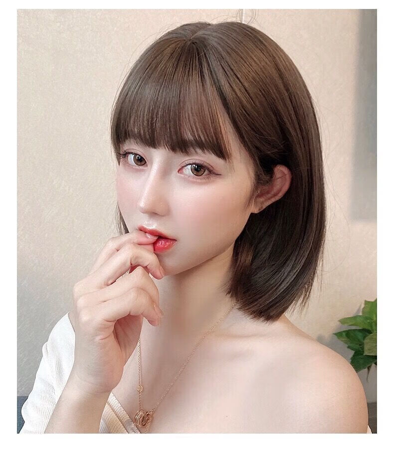 假发女bobo头整顶自然逼真网红学生短发空气刘海圆脸自然透气发套冷
