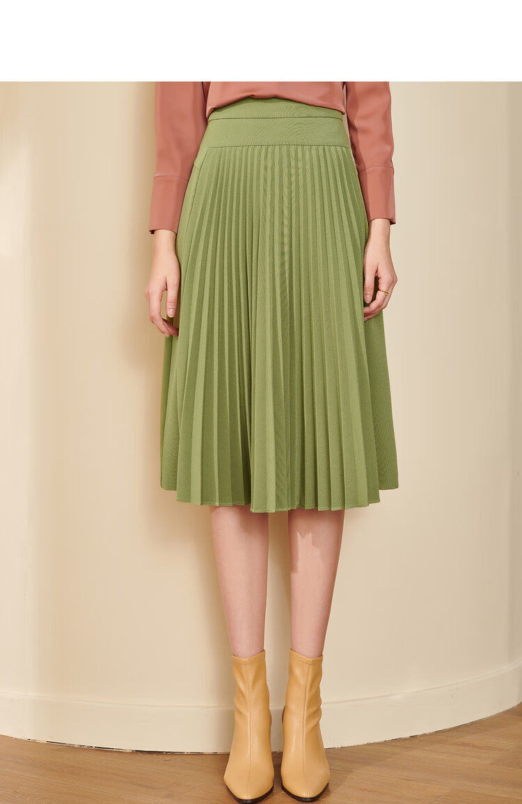 尚都比拉时尚拼接百褶裙女秋冬高腰显瘦百搭中长款a字包臀半身裙 冬梨