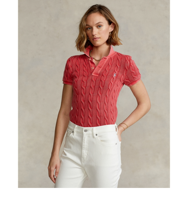 ralphlauren拉夫劳伦女装2022年早春绞花编结polo衫rl22778600红色m