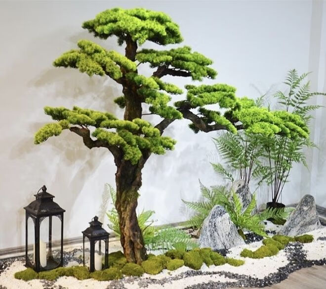 佳瑞园林仿真迎客松罗汉松美人松新中式玄关造景装饰松树马尾松橱窗