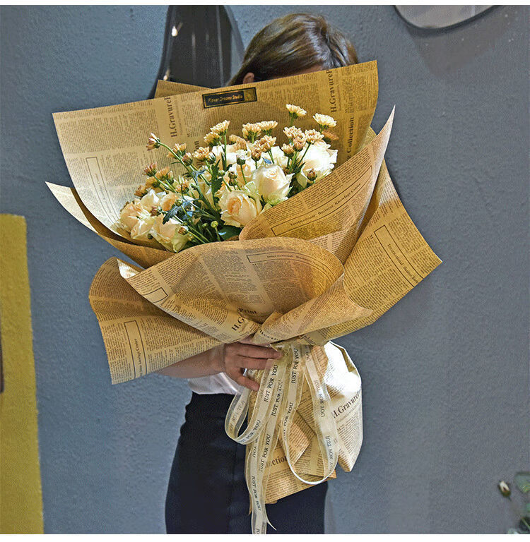 涞思芊*轻奢涞思芊青衣坊英文复古报纸礼品花艺包花纸材料牛皮纸包书