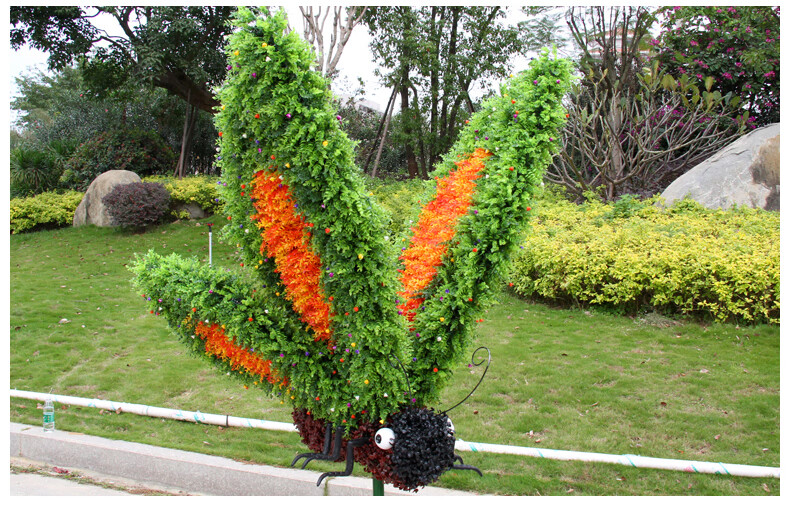 仿真绿雕植物雕塑园林摆件景观雕塑大型景观摆件仿真蜜蜂蝴蝶绿雕 ld