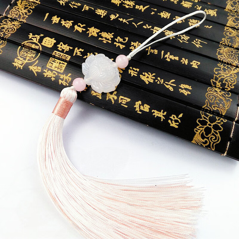 朴芬双色白玉流苏diy古风流苏穗子扇子挂件中国风扇坠车挂挂饰吊坠