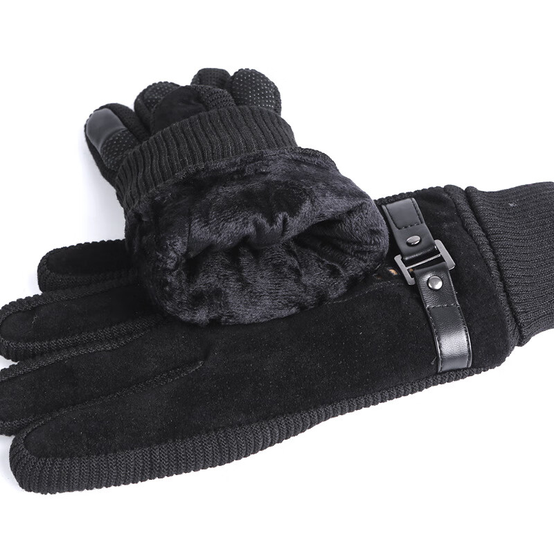 弗尼蒂罗猪皮手套男冬加绒加厚防寒保暖户外骑行摩托车防风触屏皮手套