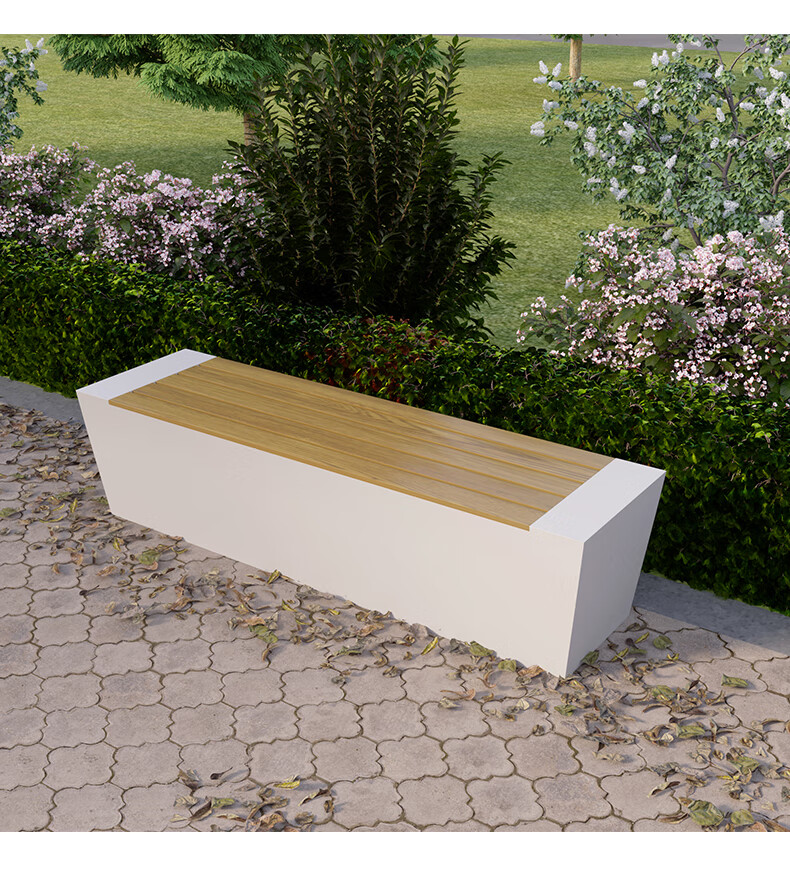 狄 户外公园景观公共休息椅商场小区实木花箱座椅组合坐凳防腐木长凳