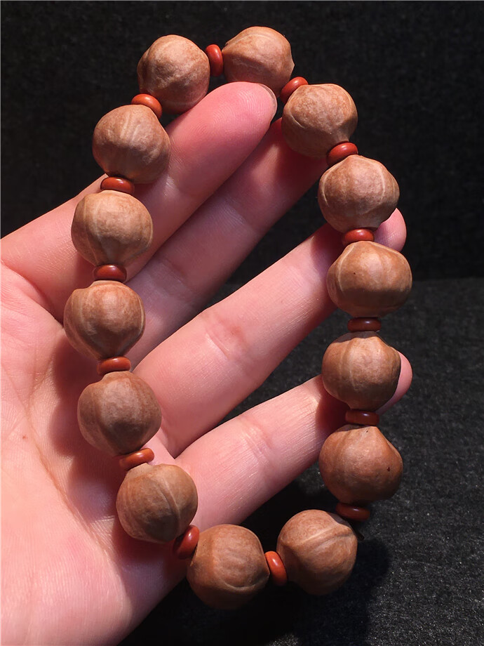 苏工 素珠 橄榄核雕梅林铁核原皮手串 纯手工蒜头小籽橄榄胡手链 1.