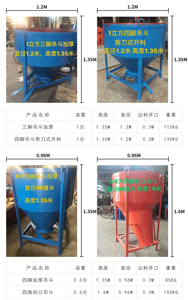 塔吊混凝土圓吊斗加厚塔機料斗歪嘴鬥斜嘴料斗剪刀口搖手下壓式06方3