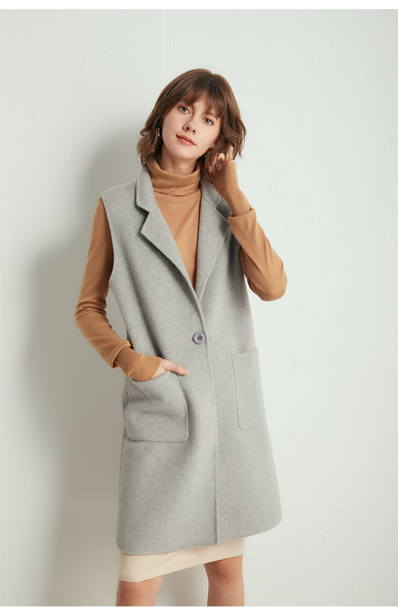 dkmc轻奢品牌女装中长款双面羊绒马甲女2020冬季新款无袖韩版宽松羊毛