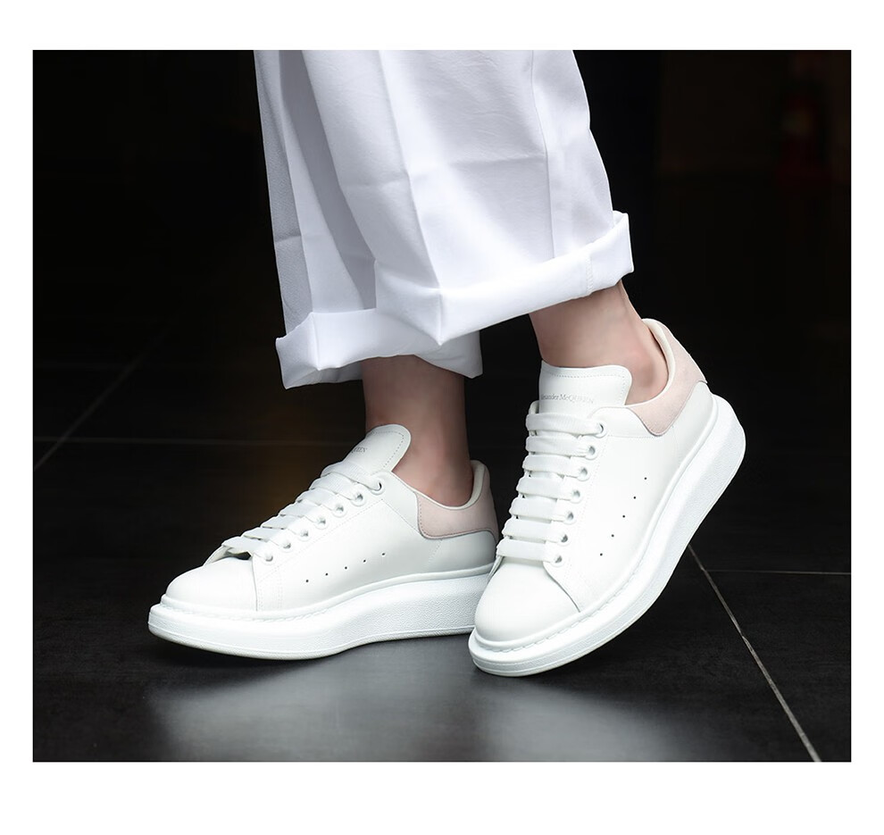 alexandermcqueen亚历山大麦昆女鞋女士牛皮撞色系带小白鞋经典运动鞋
