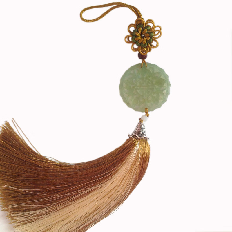 618活动中国风车载挂件女古风白玉岫玉牌汽车挂件挂饰中国风汉服玉佩