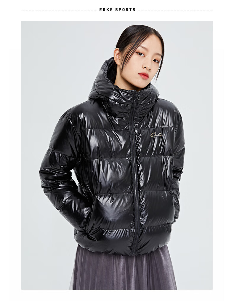 鸿星尔克羽绒服女冬季常规款外套连帽保暖抗寒防风上衣 52220499129 