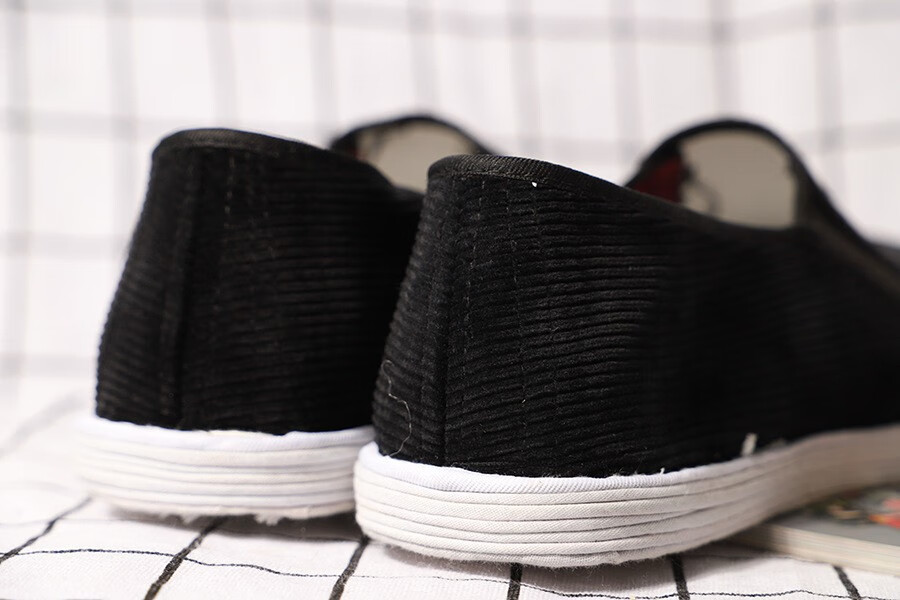 玺魅涑御坊条绒四季单鞋休闲透气吸汗民族风灯芯绒千层底布鞋新 黑色