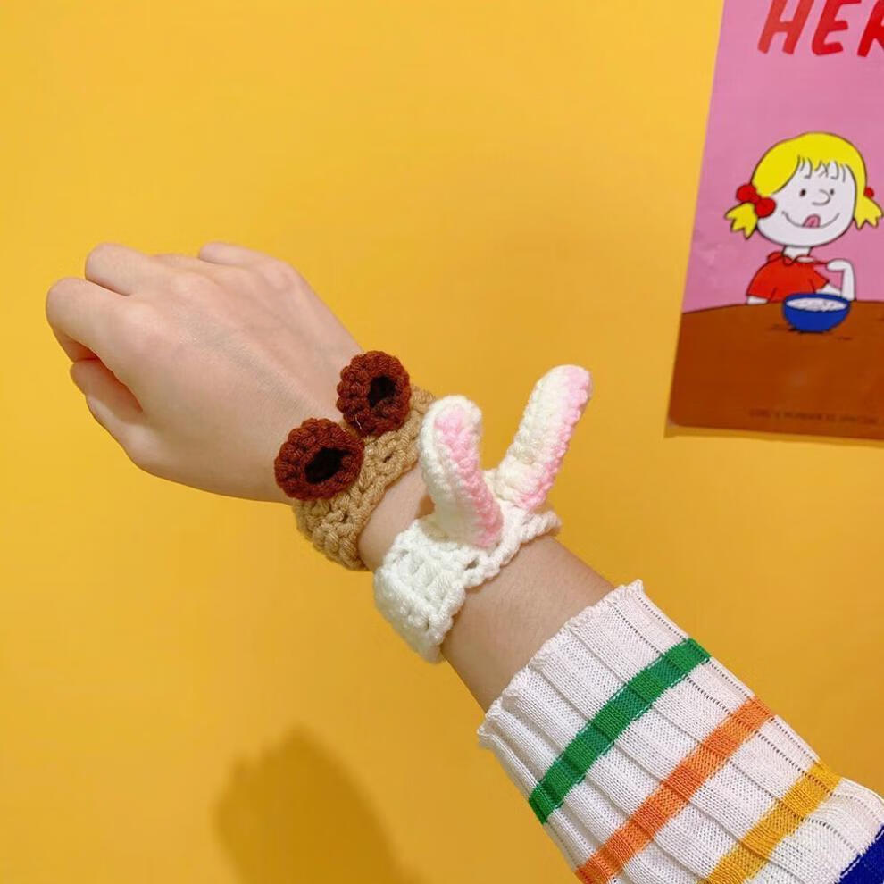 网红编织成品毛线手工手环情侣闺蜜一对礼物男女学生可爱日韩简约咖啡