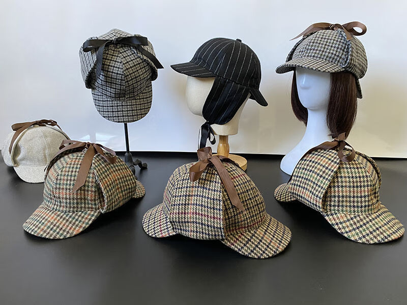 固质服饰配件 猎鹿帽日单福尔摩斯帽秋冬保暖贝雷帽护耳猎鹿帽双帽檐