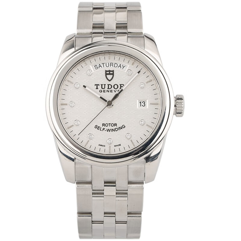 【二手95新】帝舵56000-68060银色提花带钻骏珏系列自动机械39mm奢华