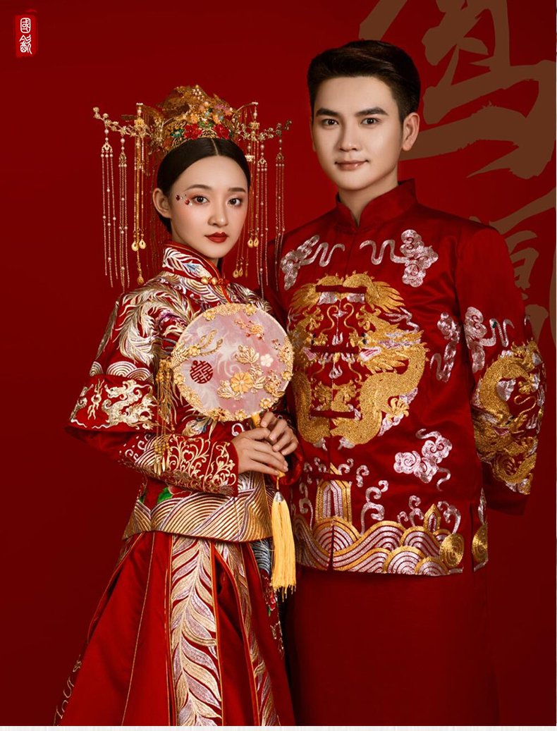 中式婚纱礼服古代大拖尾秀禾服新娘2020新款中式婚纱修